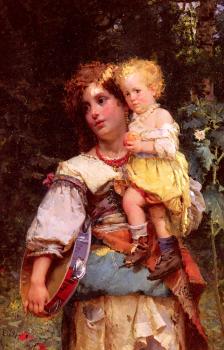 Cesare-Auguste Detti : Gypsy Woman and Child